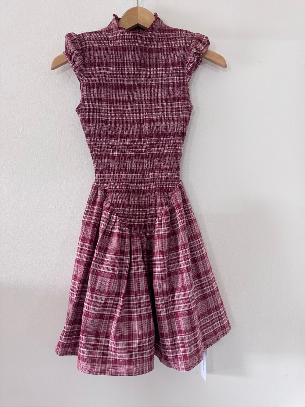 Rumored XS Mini Dress Gingham Smocked Fall Cottagecore Whimsy Plaid Feminine